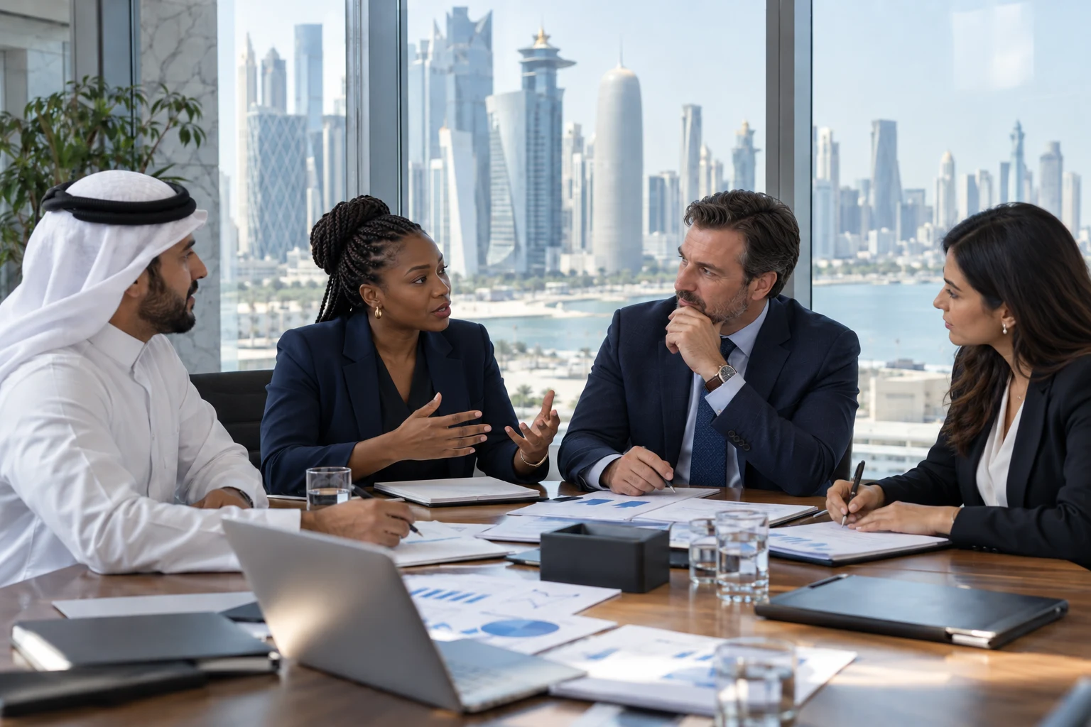 Business consultants planning together in a contemporary office