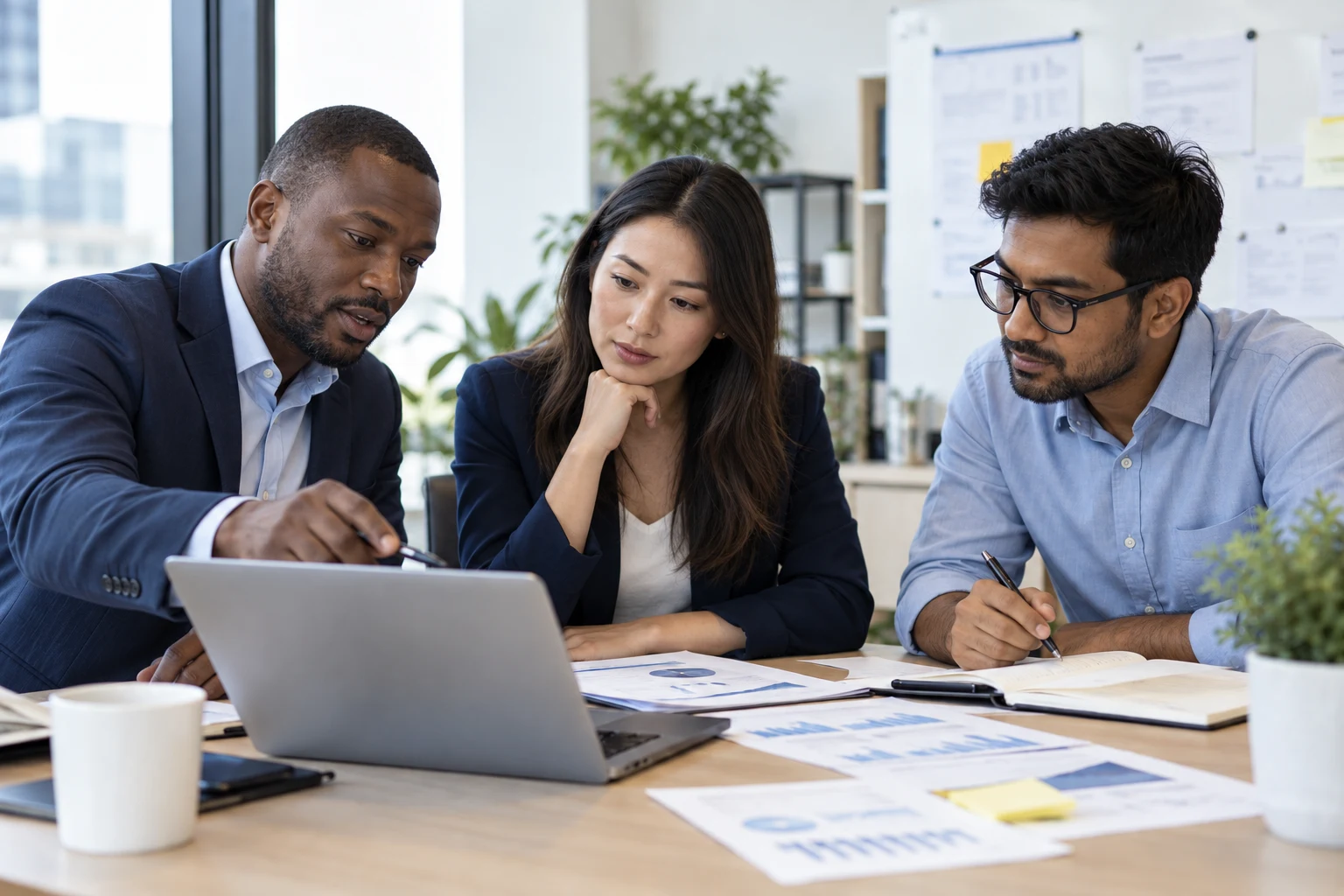Professionals coordinating business workflows and documentation